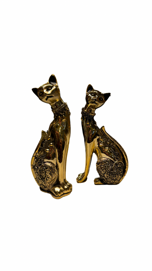 İkili Gold Metal Kedi